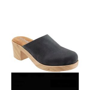 SoftWalk Felida Black Nubuck Suede Slip-On Clog with Faux Wood Heel size 8.5W